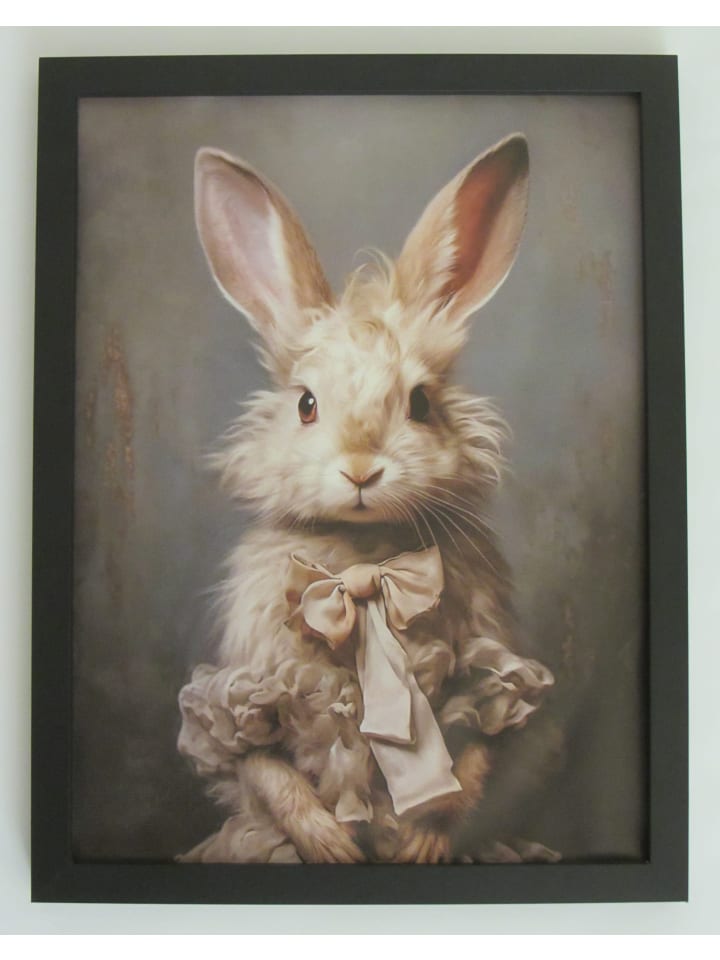 Ostern Hasen Bild 43 x 33cm gerahmt schwarz Design 1