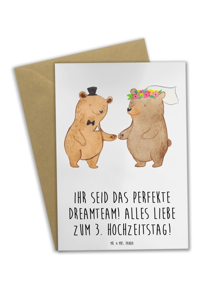 Grußkarte 3. Hochzeitstag Lederhochzeit Dreamte... in Weiß