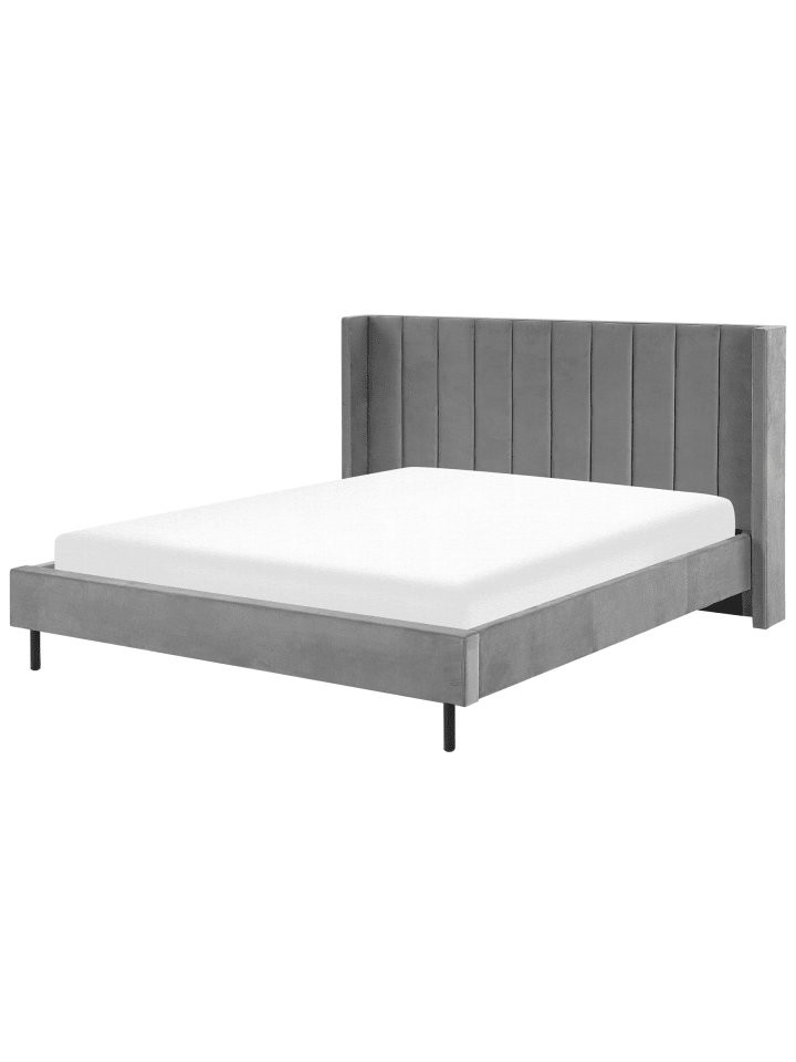 2-tlg Doppelbett VILLETTE in Grau/Schwarz