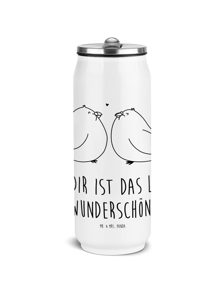 Thermodose Turteltauben Liebe mit Spruch in Weiß