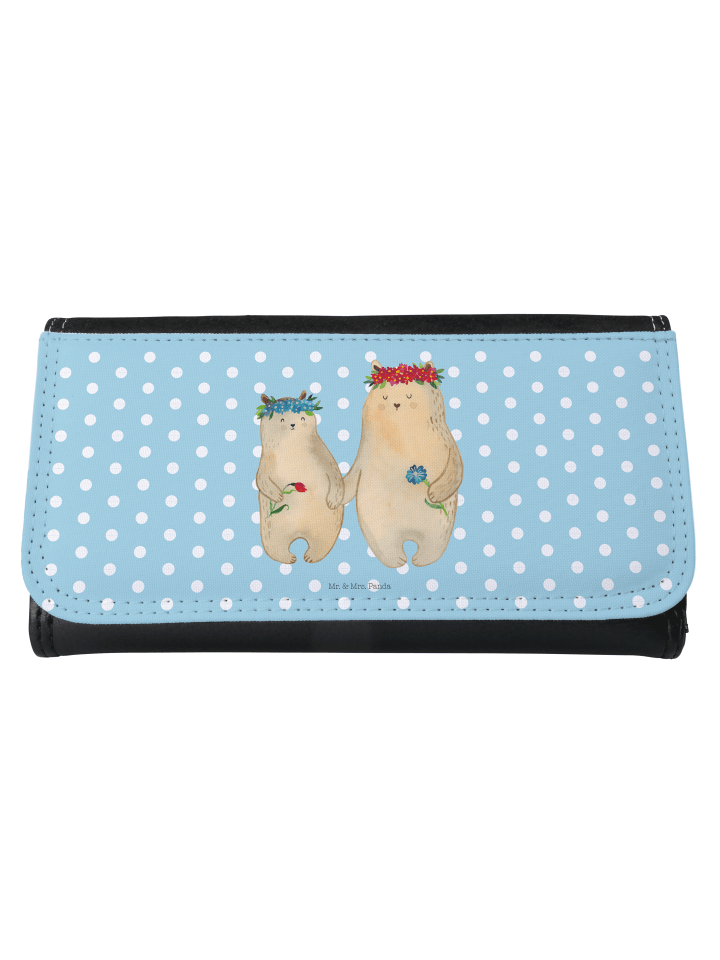 Wallet Bären mit Blumenkranz ohne Spruch in Türkis Pastell