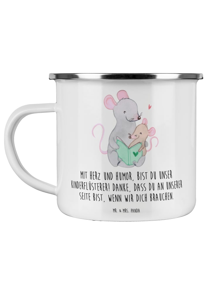 Kaffeebecher Baby-Sitter Engelflüsterer mit Spruch in Weiß