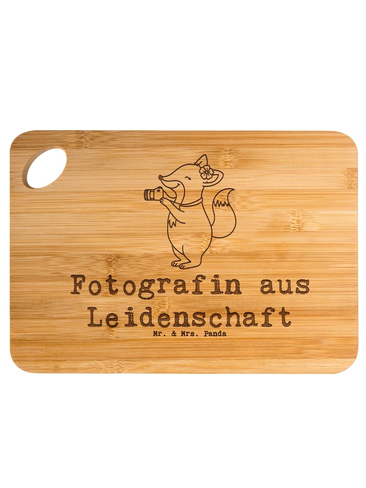 Frühstücksbrett Fotografin Leidenschaft mit Spruch in Braun