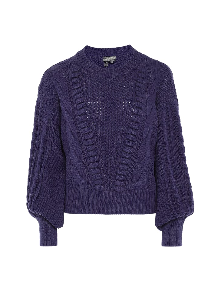 Damen Pullover Mit Zopfstrick in MARINE
