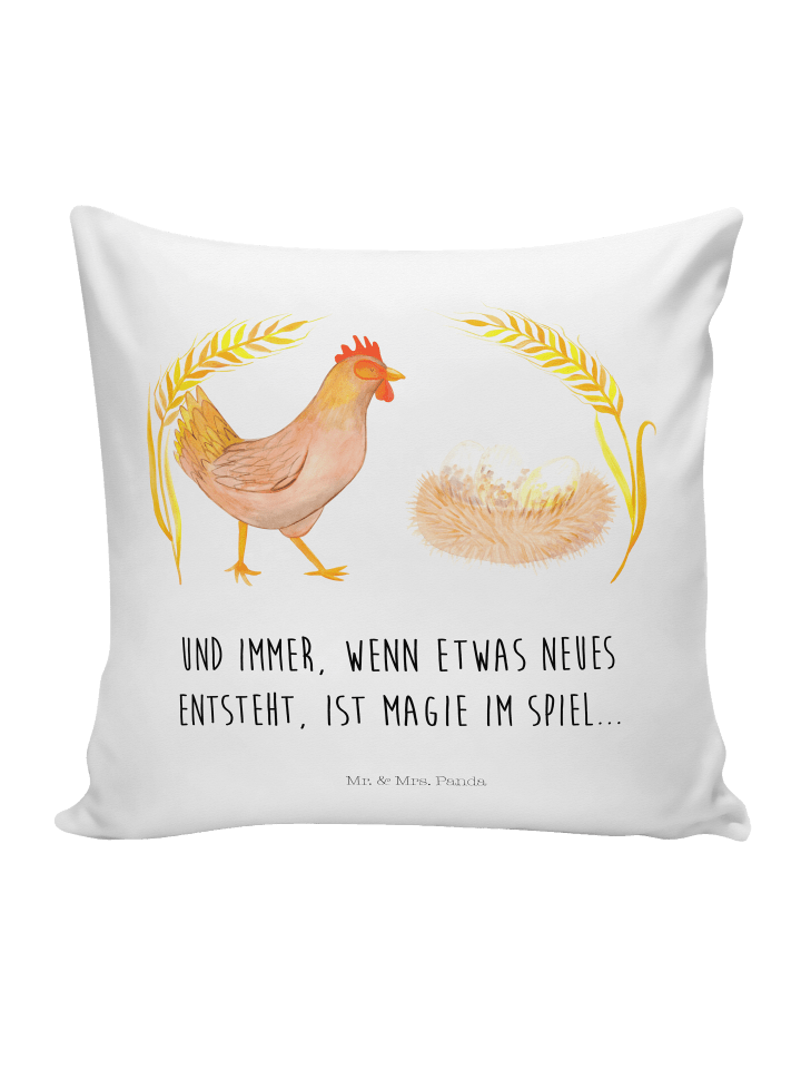 Sofakissen Huhn Stolz mit Spruch in Weiß