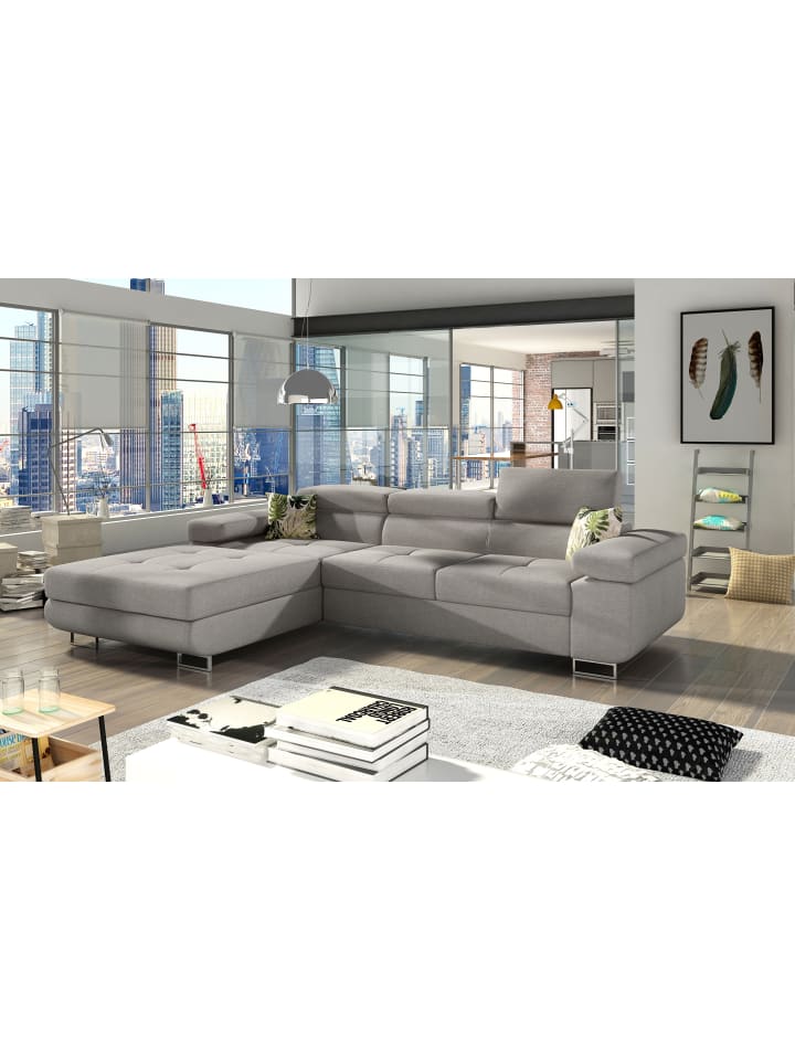 Amanda Recamiere Links in Grau - (L) 203 x (B) 289 x (H) 85 cm