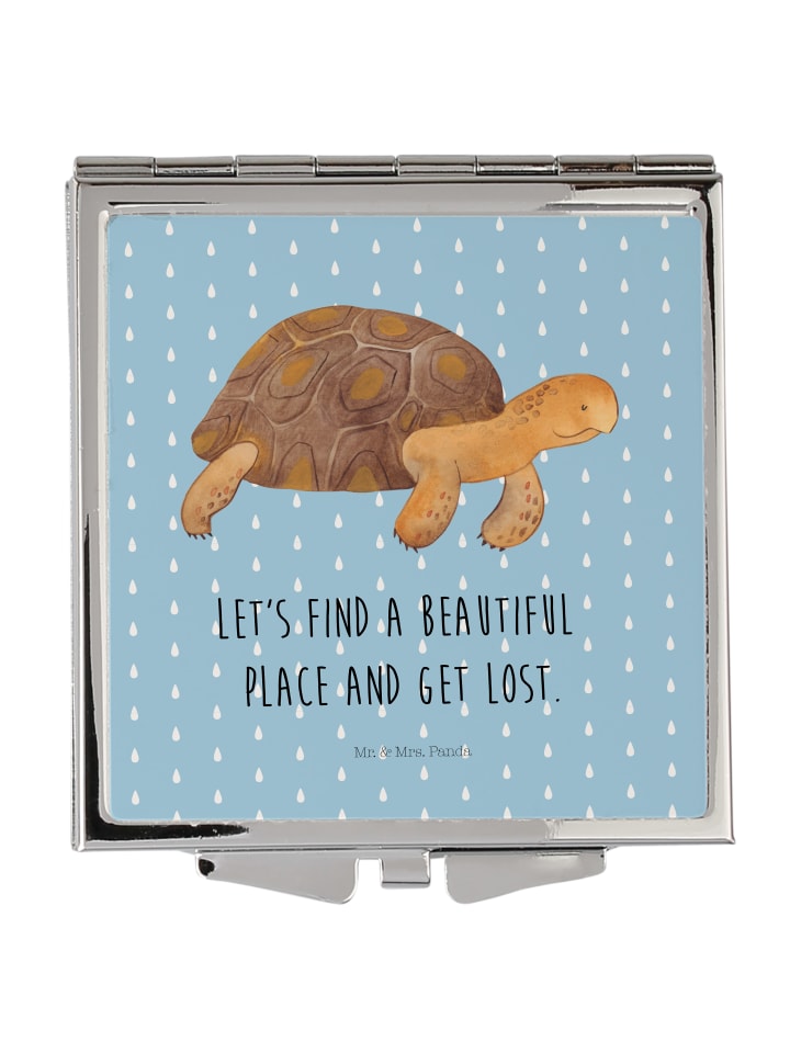 Kosmetikspiegel Schildkröte MHerzieren mit Spruch in Blau Pastell