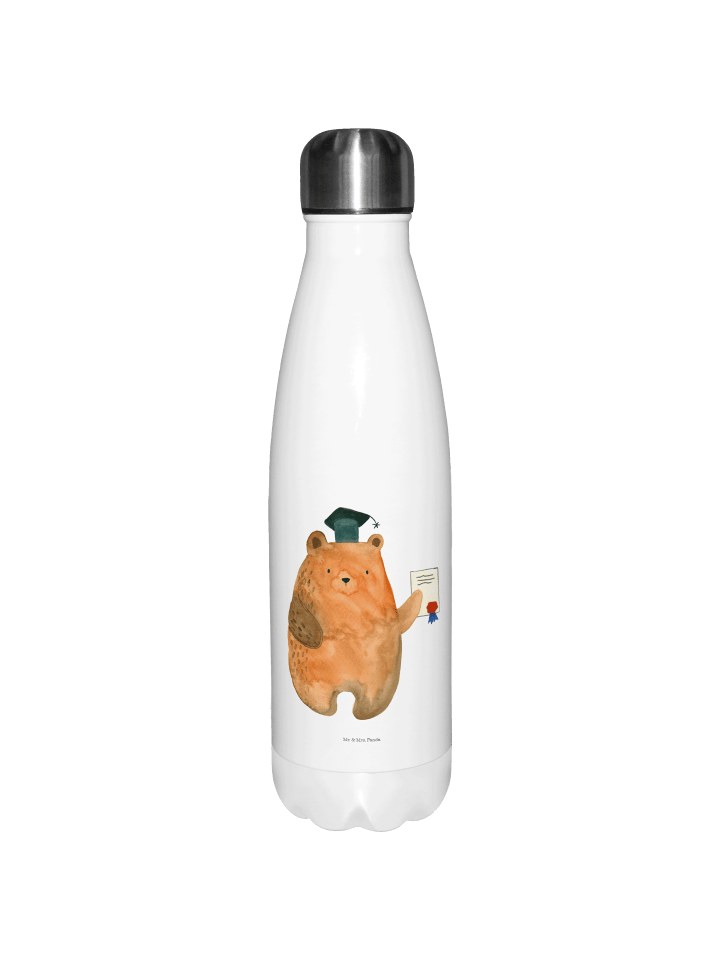 Wasserflasche Bär Prüfung ohne Spruch in Weiß