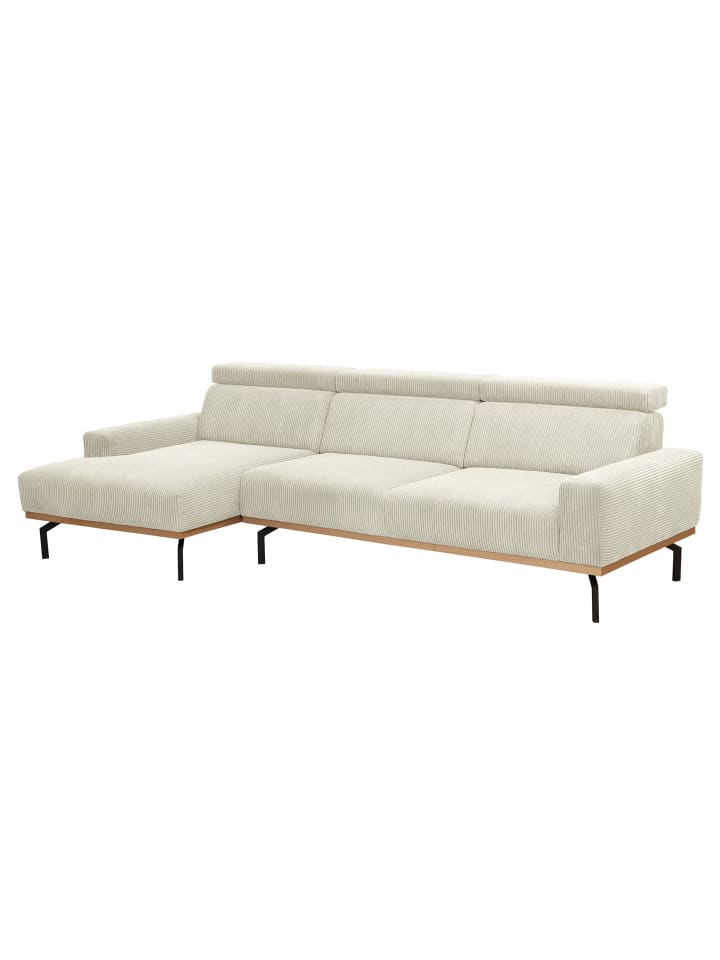 SOFA mit Longchair links Katrien Cordstoff creme