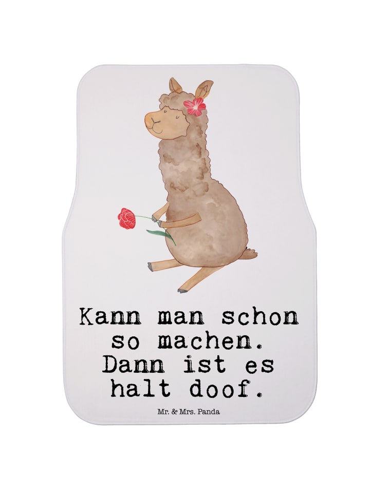 Fußmatte Auto Alpaka Blume mit Spruch in Weiß