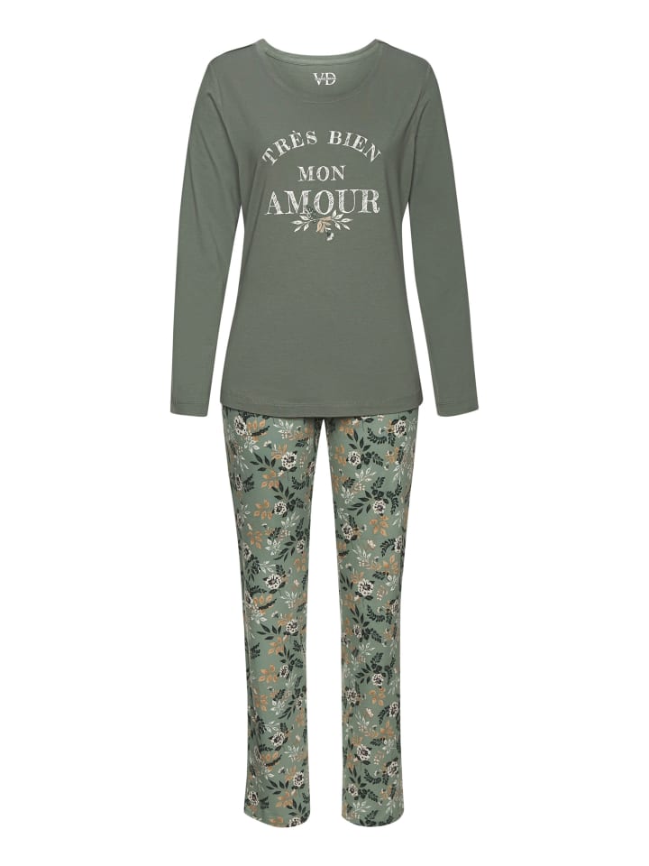 Pyjama in grün geblümt