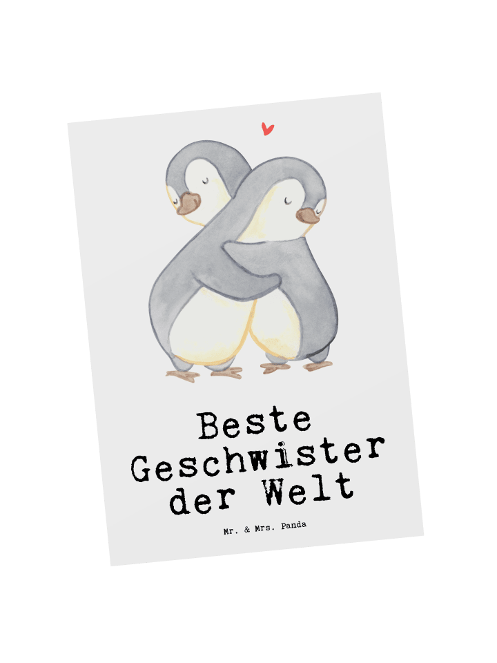 Postkarte Pinguin Beste Geschwister der Welt mi... in Weiß