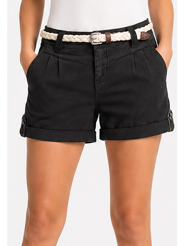Shorts Gürtel Eingrifftaschen Regular Fit Zip-Fly in Dunkelgrau