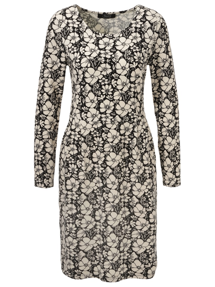 Jerseykleid in schwarz-natur