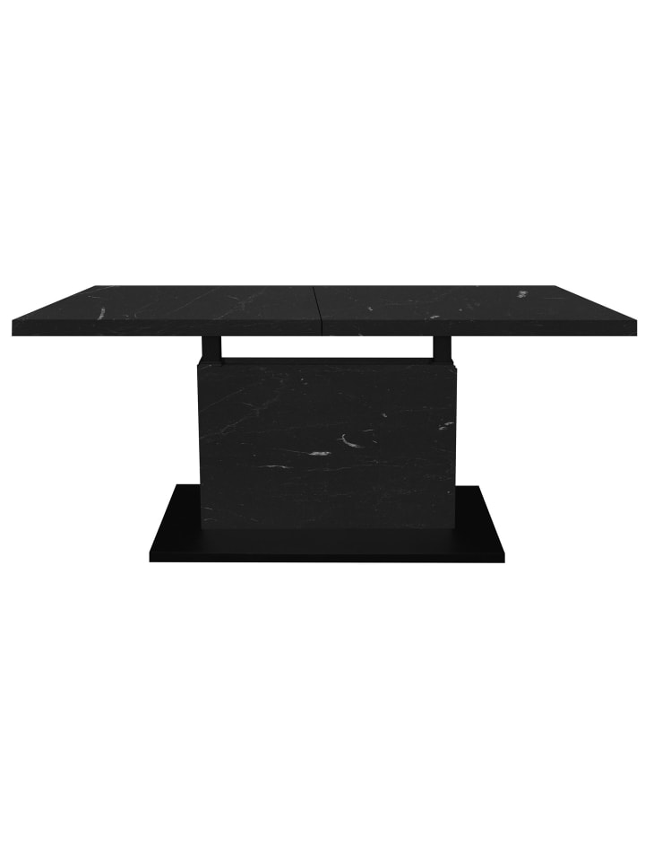 COUCHTISCH Höhenverstellbar Else 3 120x56x70 Holz Keramikoptik Schwarz