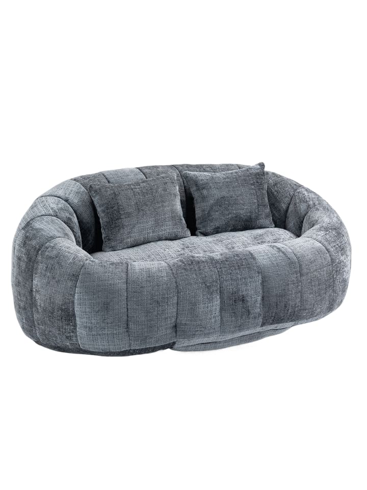 Sitzsack in Grau mit hoher Rückenlehne