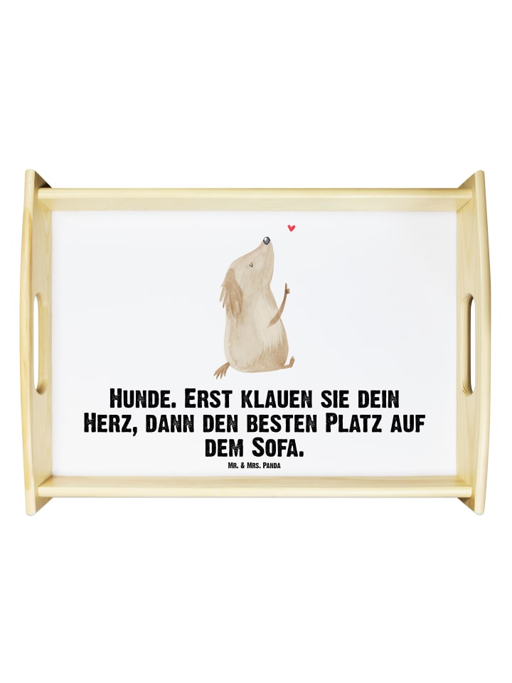Tablett Hund Liebe mit Spruch in Weiß