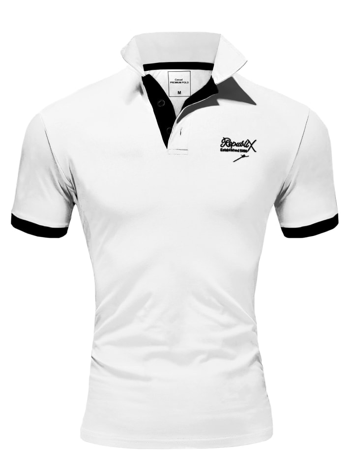 Poloshirt MATEO in Weiß/Schwarz