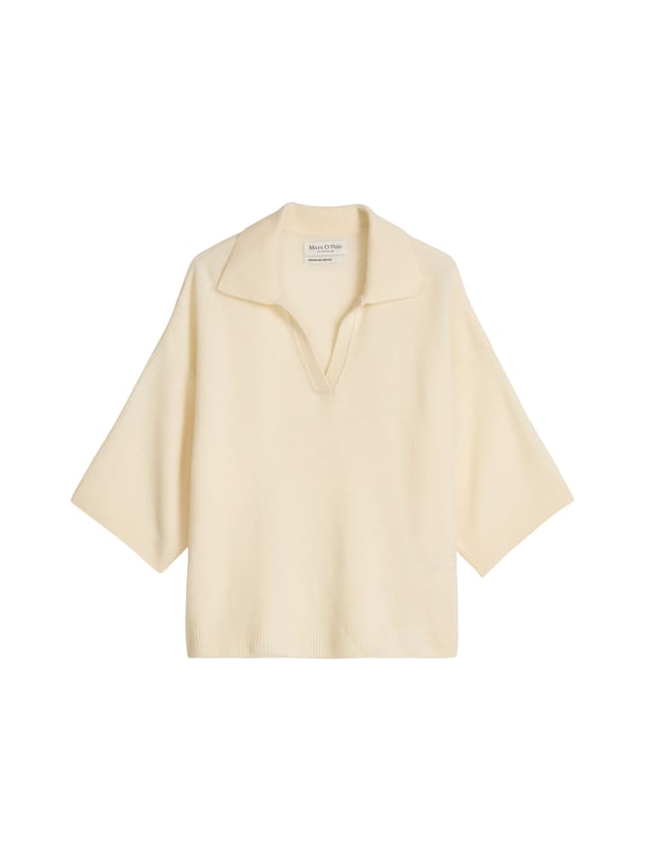 Strick-Poloshirt loose in Chalky Sand