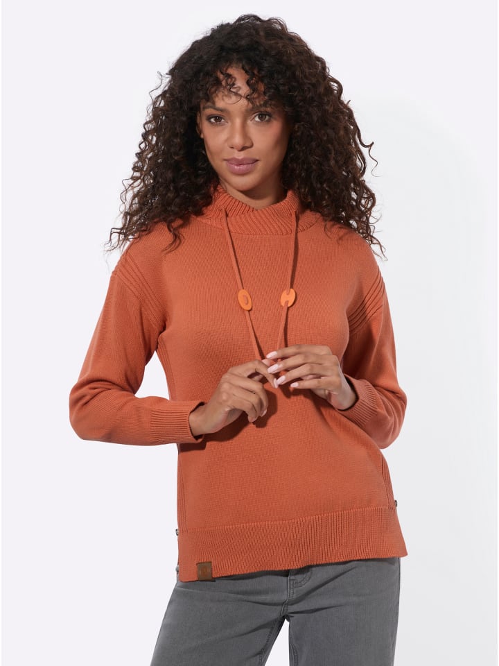 Langarm-Pullover in papaya