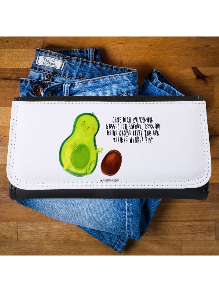 Damen Portemonnaie Avocado Kern rollt mit Spruch in Weiß