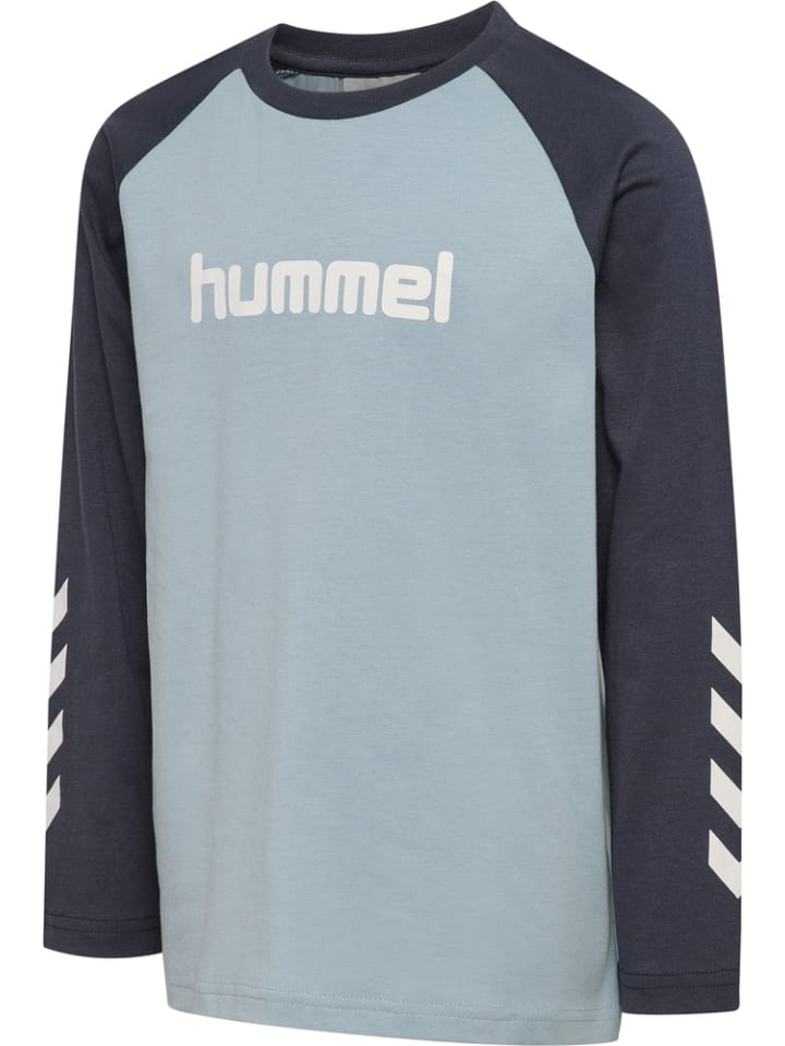 Shirt "Hmljr Logo T-Shirt L/S" in Blau