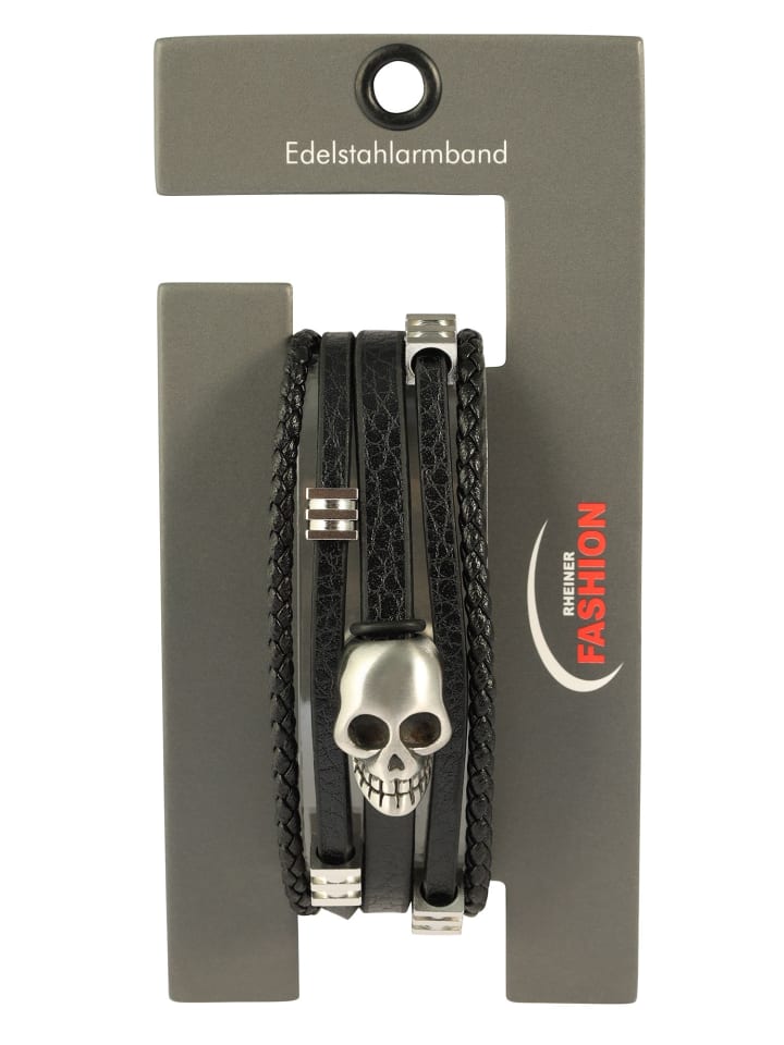 Herren Anhänger – Totenkopfanhänger aus Leder in schwarz