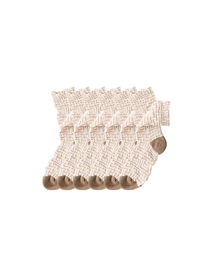 6er-Pack 3D-Relief Labyrinth-Fashionsocken in Beige
