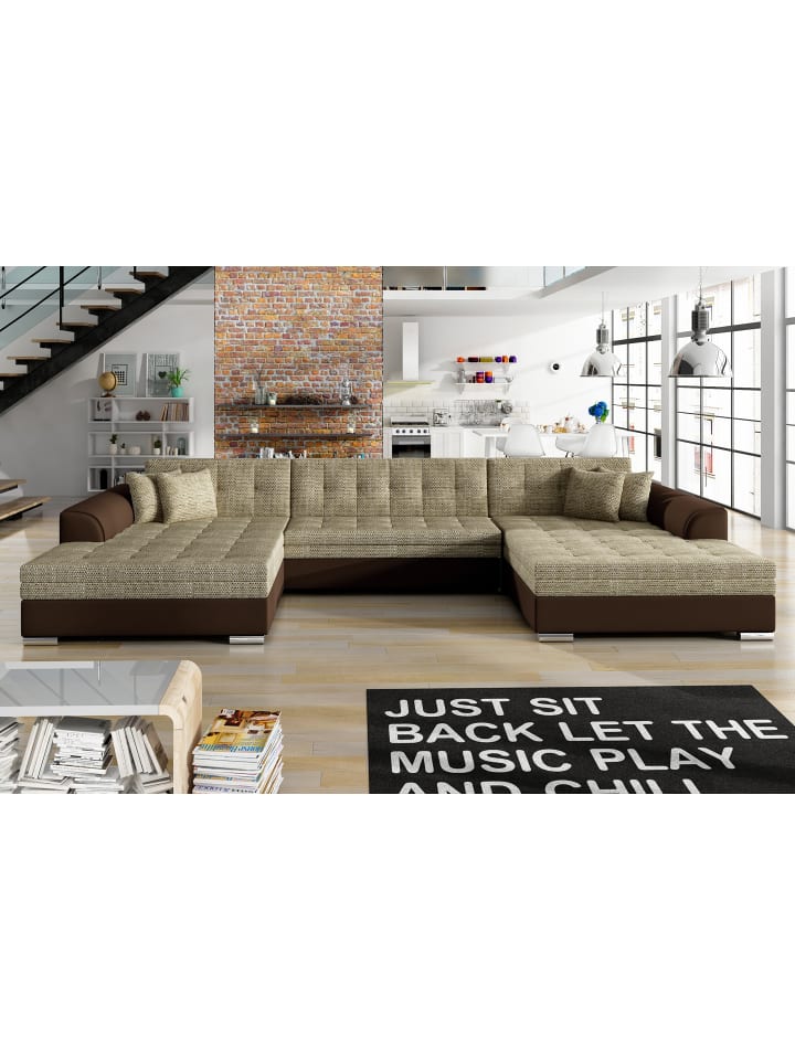 Wohnlandschaft Venti in Struktur Grau in Grau - (L) 355 x (B) 355 x (H) 80 cm