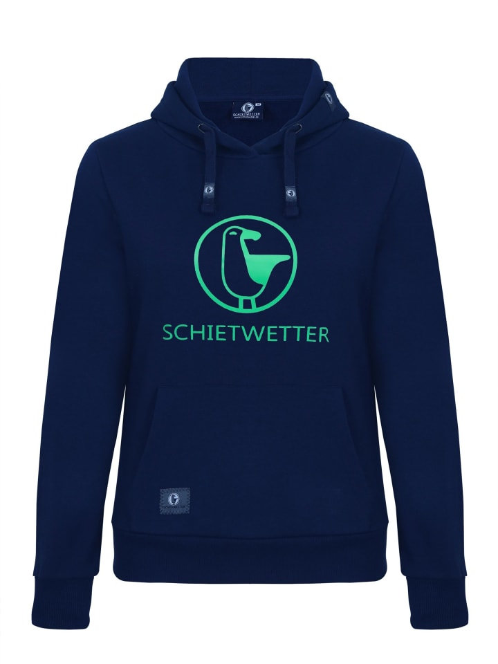 Hoodie "Schietwetter" in navy-neongreen