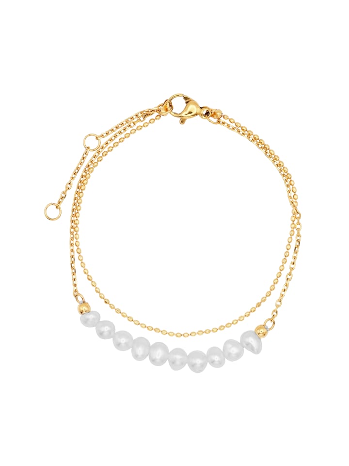 Armband mit Perle Jolie silberfarben poliert in goldfarben