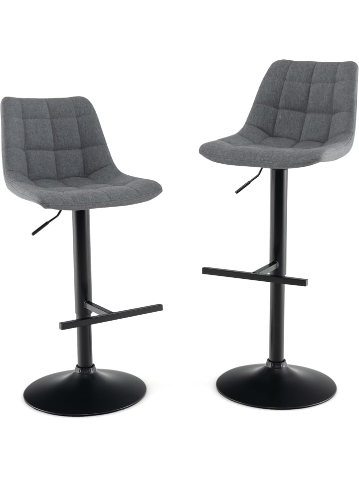 2er Set Barhocker Barstuhl in Grau
