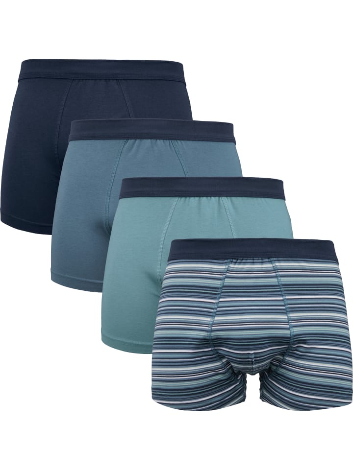 Baumwolle, Single-Jersey Pants im 4er-Pack in jeansblau