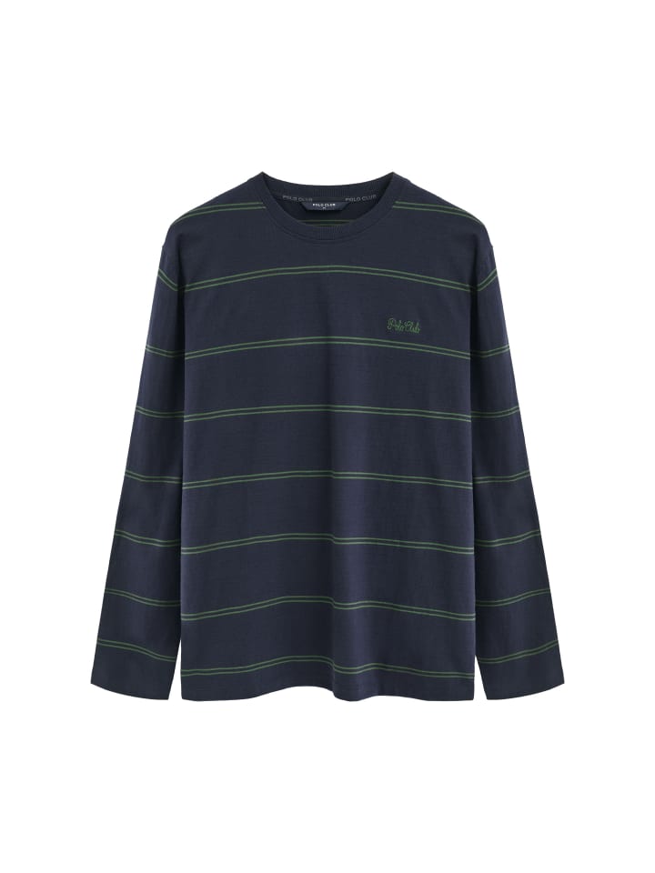 T-Shirt MAN REMO LONG SLEEVE LOOSE FIT in Navyblau-Grün