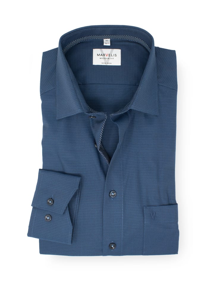 Modern Fit Businesshemd in Navy