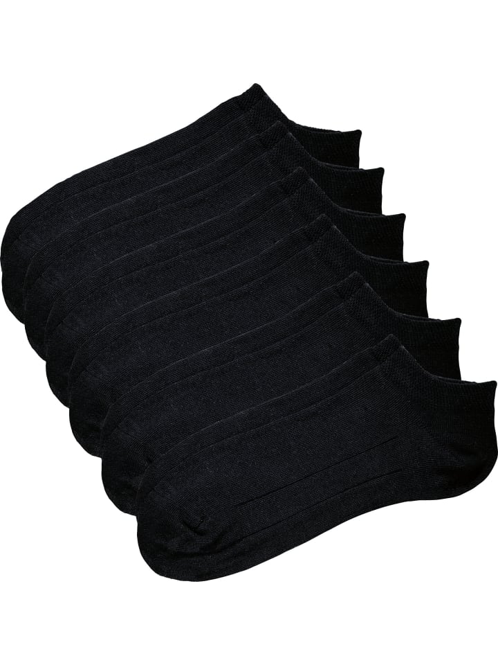 Baumwolle Unisex-Sneaker-Socken 6 Paar in schwarz