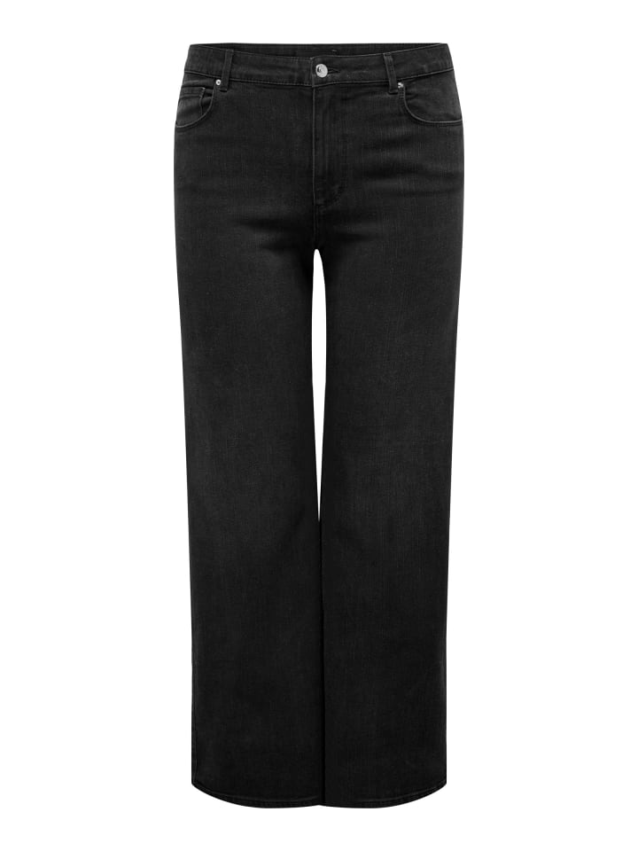 Jeans mit weitem Bein in Washed Black