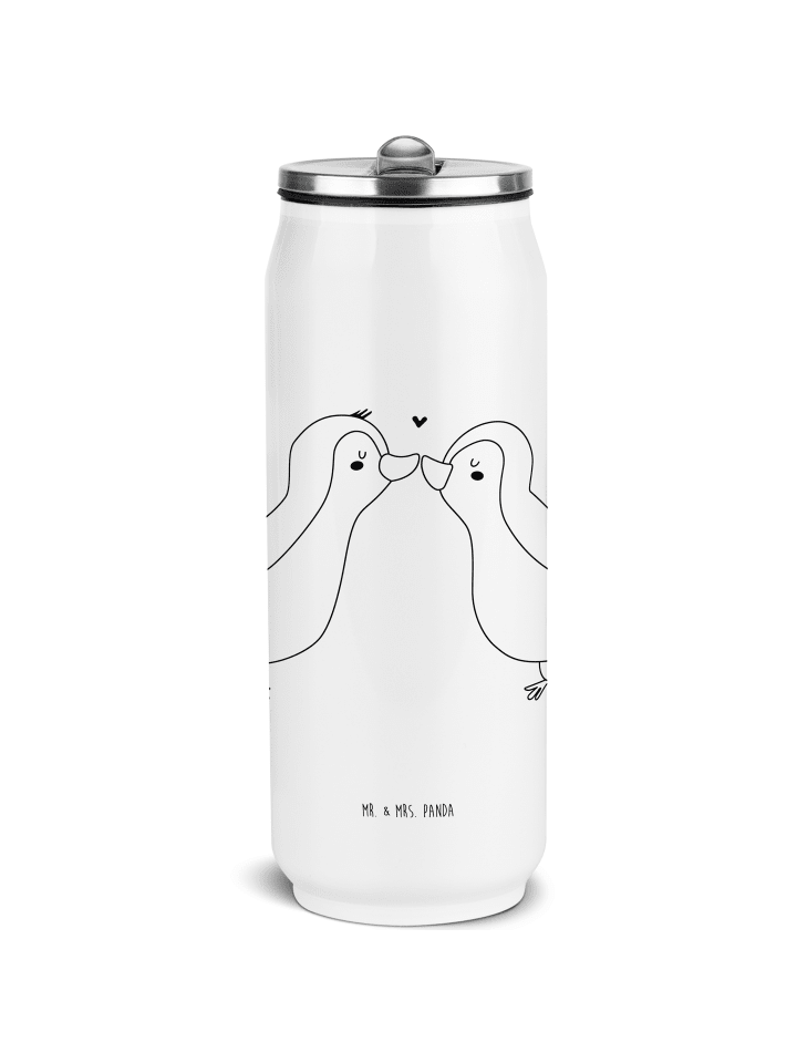 Getränkedosen Trinkflasche Pinguine Kuss ohne S... in Weiß
