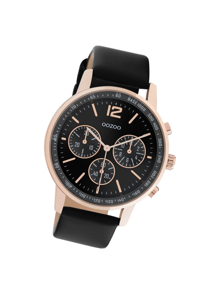 Analog-Armbanduhr Oozoo Timepieces schwarz groß (ca. 42mm)