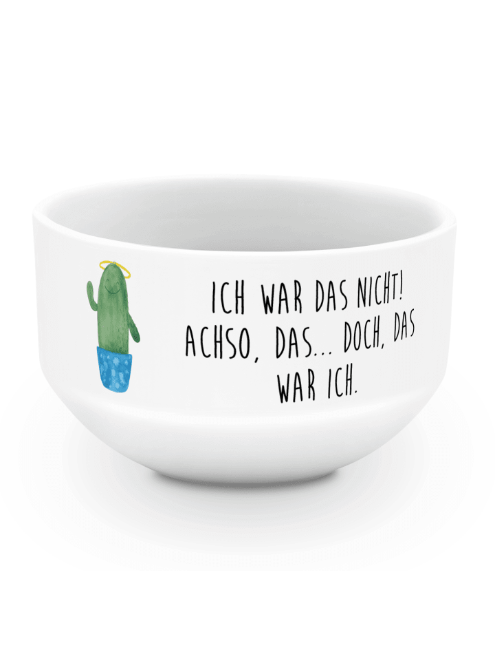 Schüssel Kaktus Heilig mit Spruch in Weiß