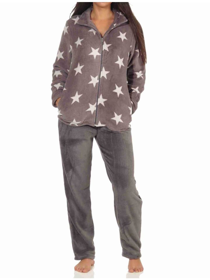 Hausanzug Coralfleece Sterne - 51183 in grau