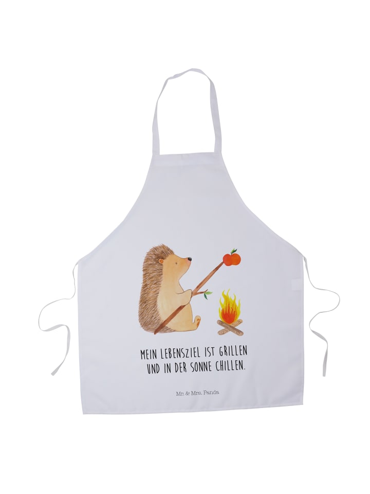 Schürze Igel Grillen mit Spruch in Weiß