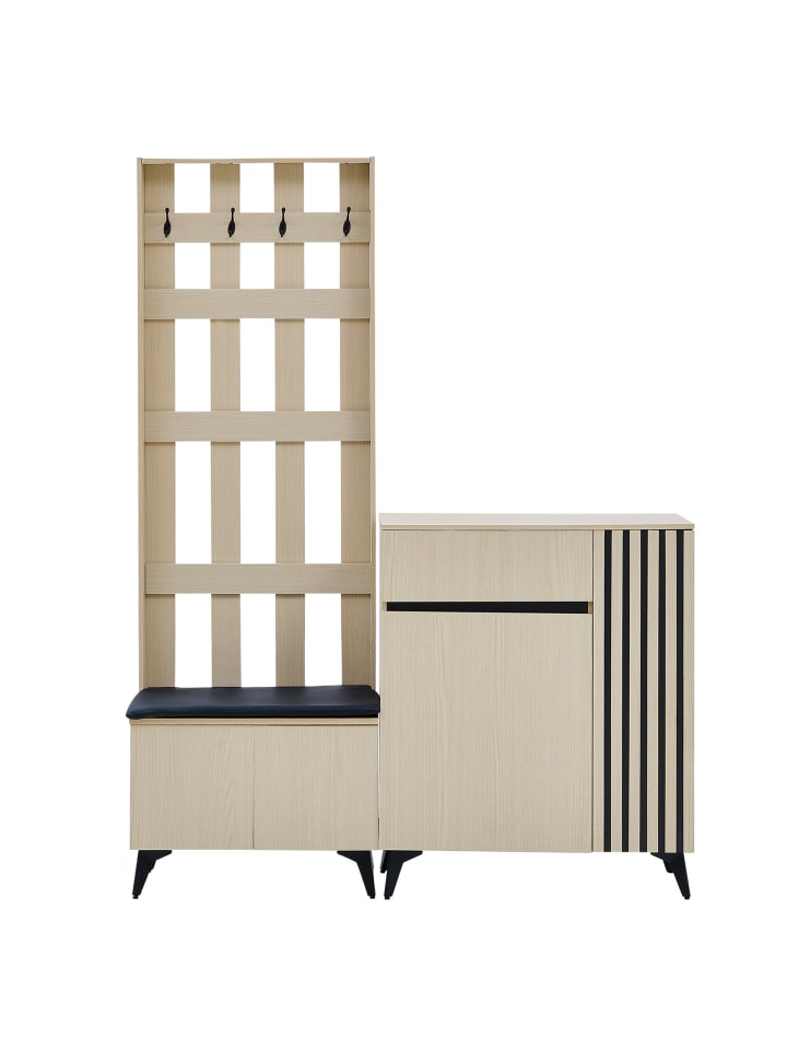 Moderne Kleiderstange mit Sitzbank & Schuhschrank