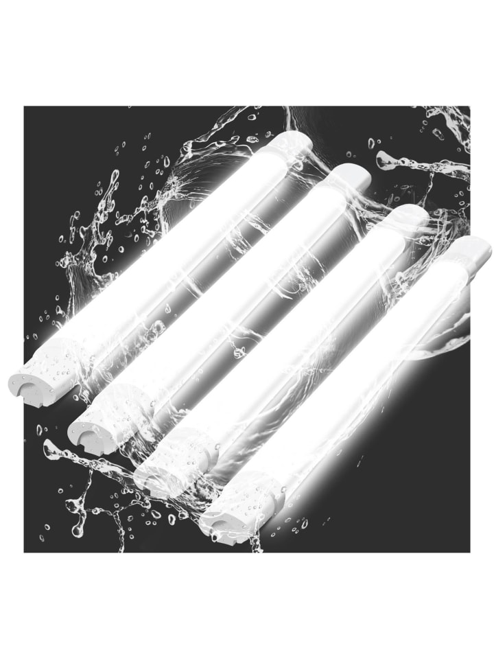 4er-Set Deckenleuchte LED in weiß IP65 24W Kellerlampe 5000K Kaltweiß L 90CM