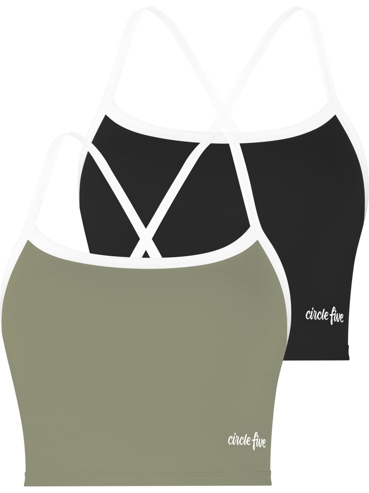 Sporttop Doppelpack in Schwarz/Oliv