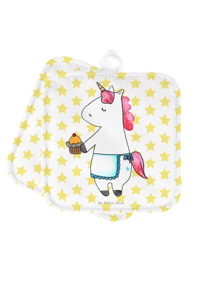Topflappen Einhorn Muffin ohne Spruch in Weiß