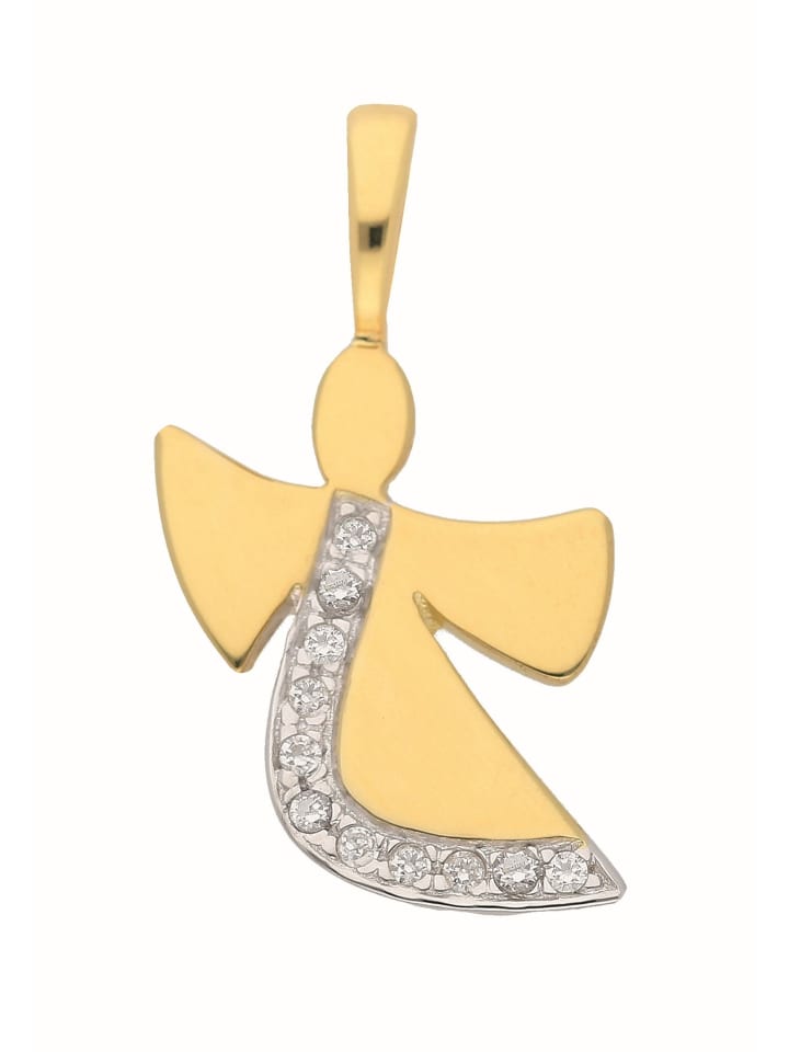 Damen 585 Gold Anhänger Engel mit Zirkonia in gold