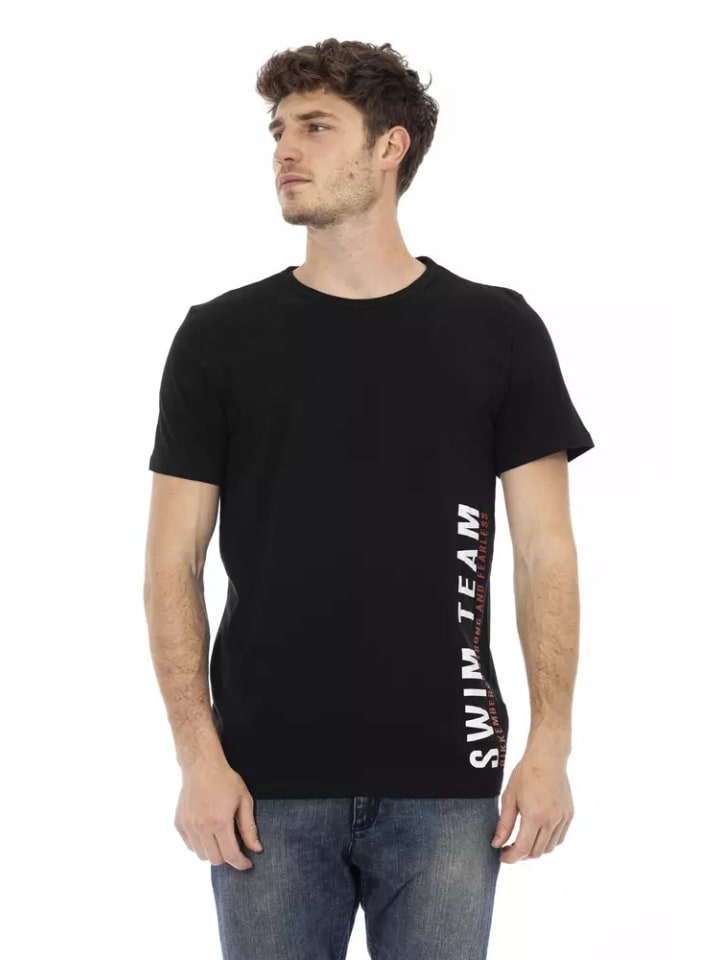 Schwarz Baumwolle Herren T-Shirt