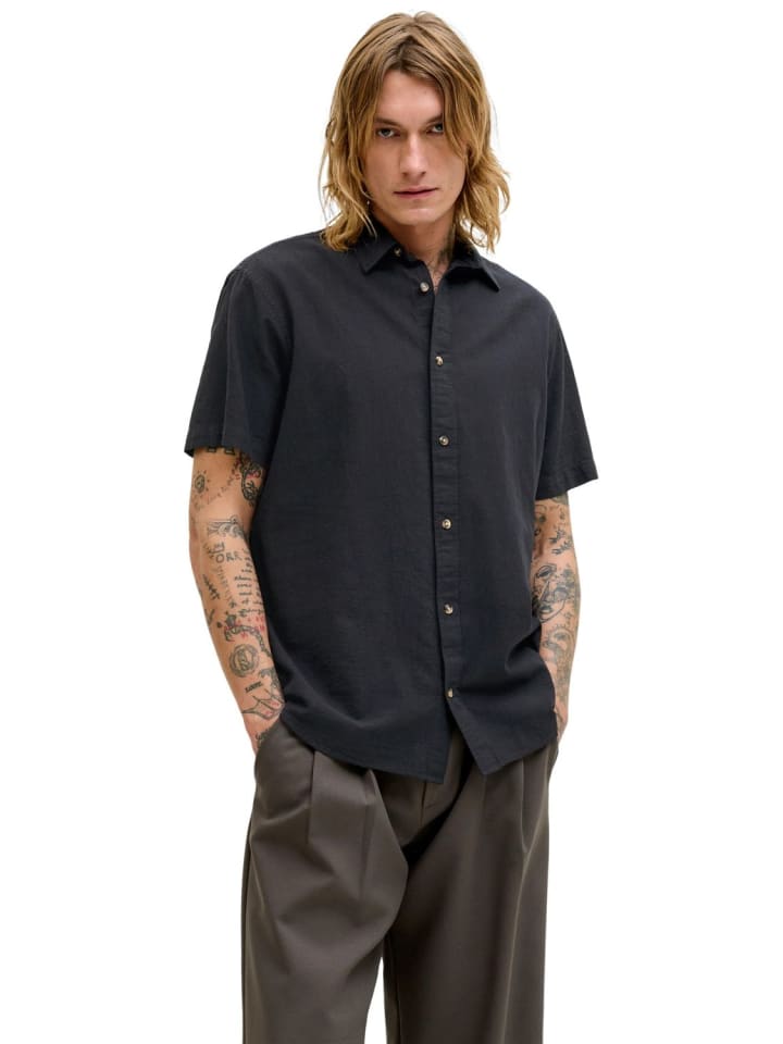 Hemd JJESUMMER LINEN BLEND in Schwarz