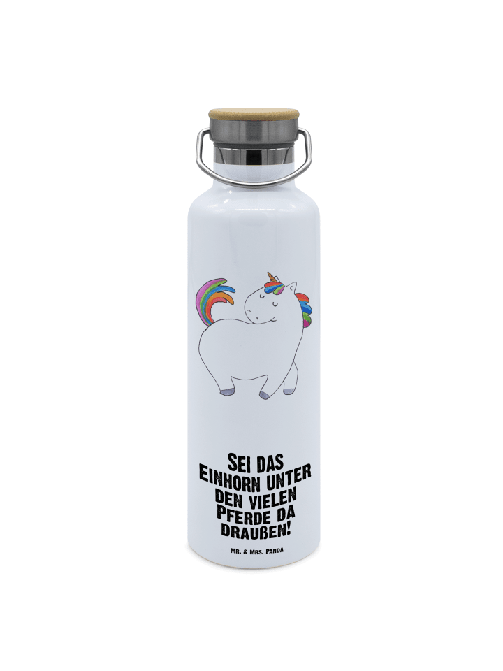Trinkflasche Edelstahl Einhorn Stolzieren mit S... in Weiß